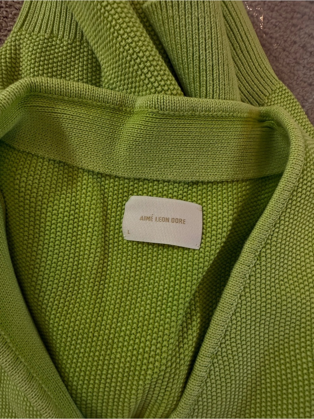 Aime Leon Dore Lime Green Cardigan - Picture 4 of 4